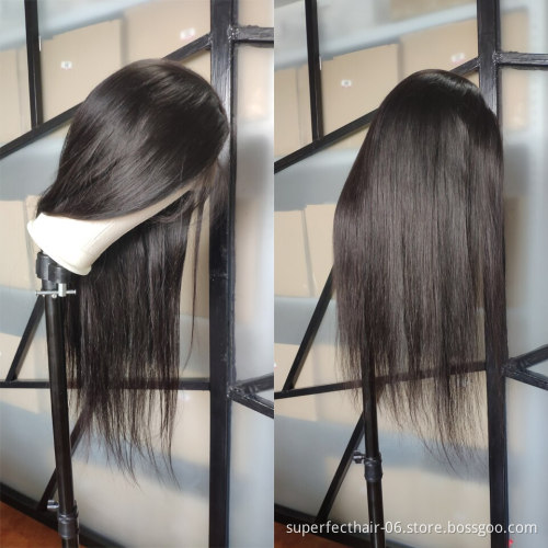 Wholesale 360 Lace Frontal Wigs For Black Women With Baby Hair High Density Silk Straight Human Hair 360 Lace Frontal wigs